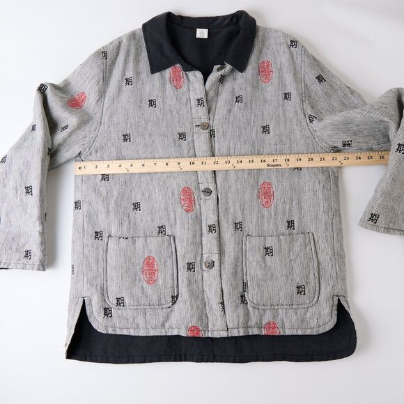 Wildroot Womens L Reversible Linen Silk Jacket & Top Set Lagenlook Embroidered - Picture 7 of 16